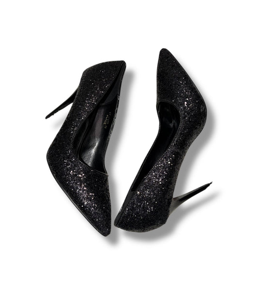 ideal Shoes zwarte glitter hakken maat:40/41