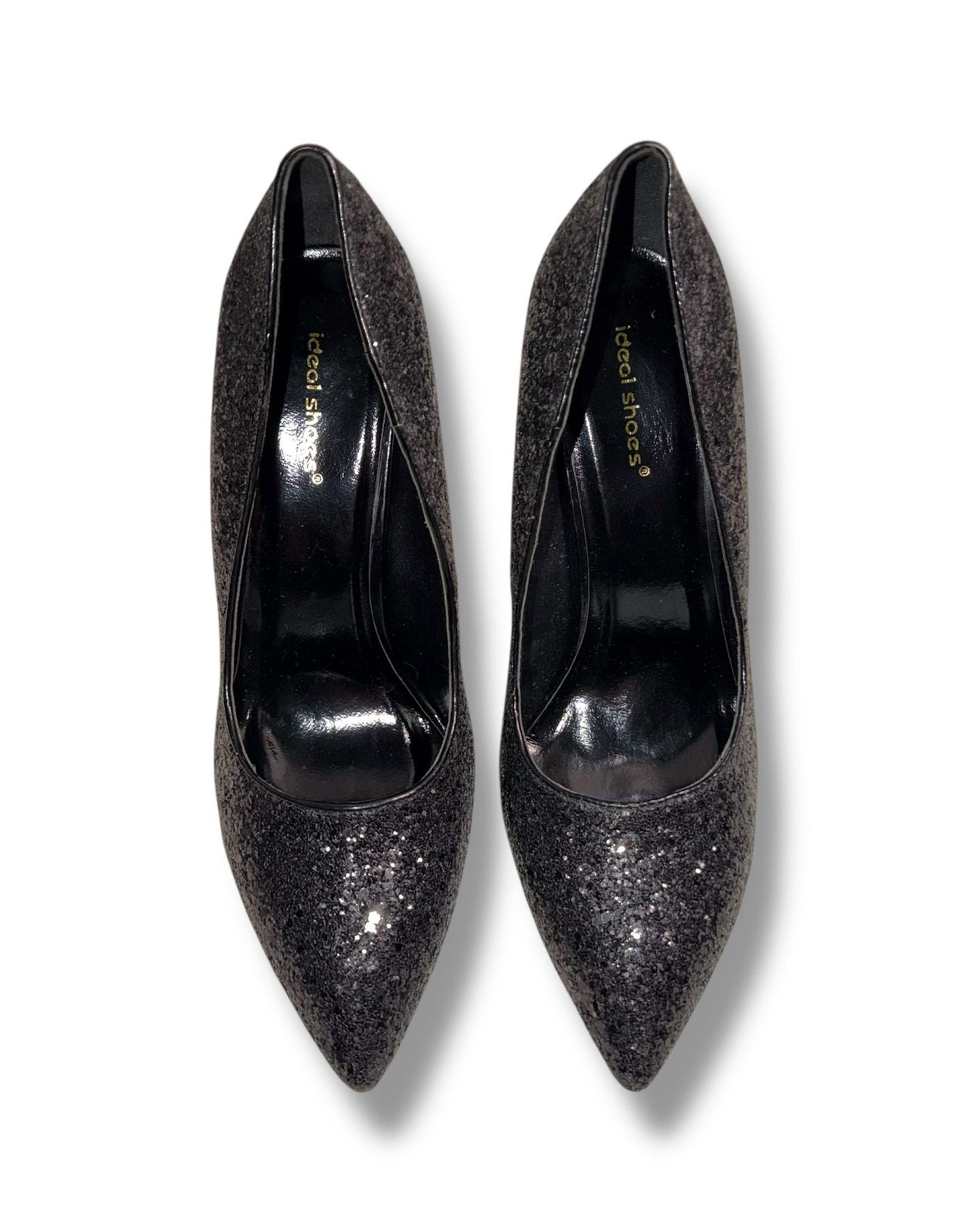 ideal Shoes zwarte glitter hakken maat:40/41