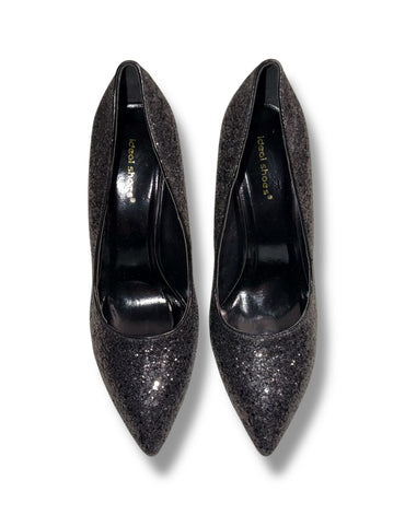 ideal Shoes zwarte glitter hakken maat:40/41