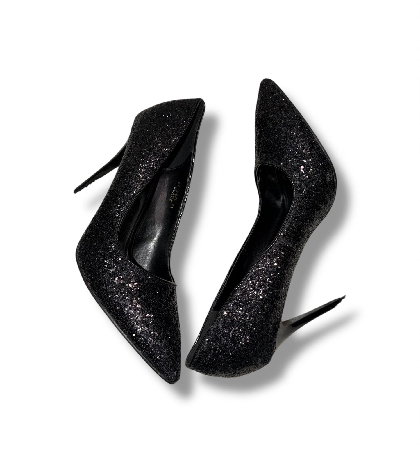 ideal Shoes zwarte glitter hakken maat:40/41